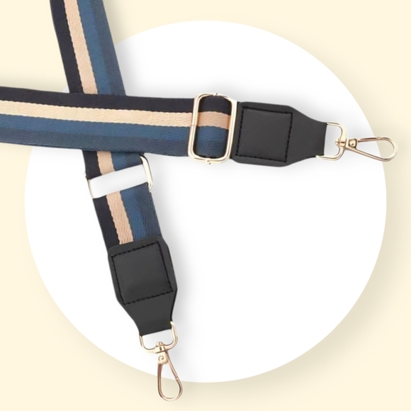 🆕 Adjustable Navy Blue Stripe Replacement Strap - Purse, Bag, Camera, Guitar - Picture 6 of 11
